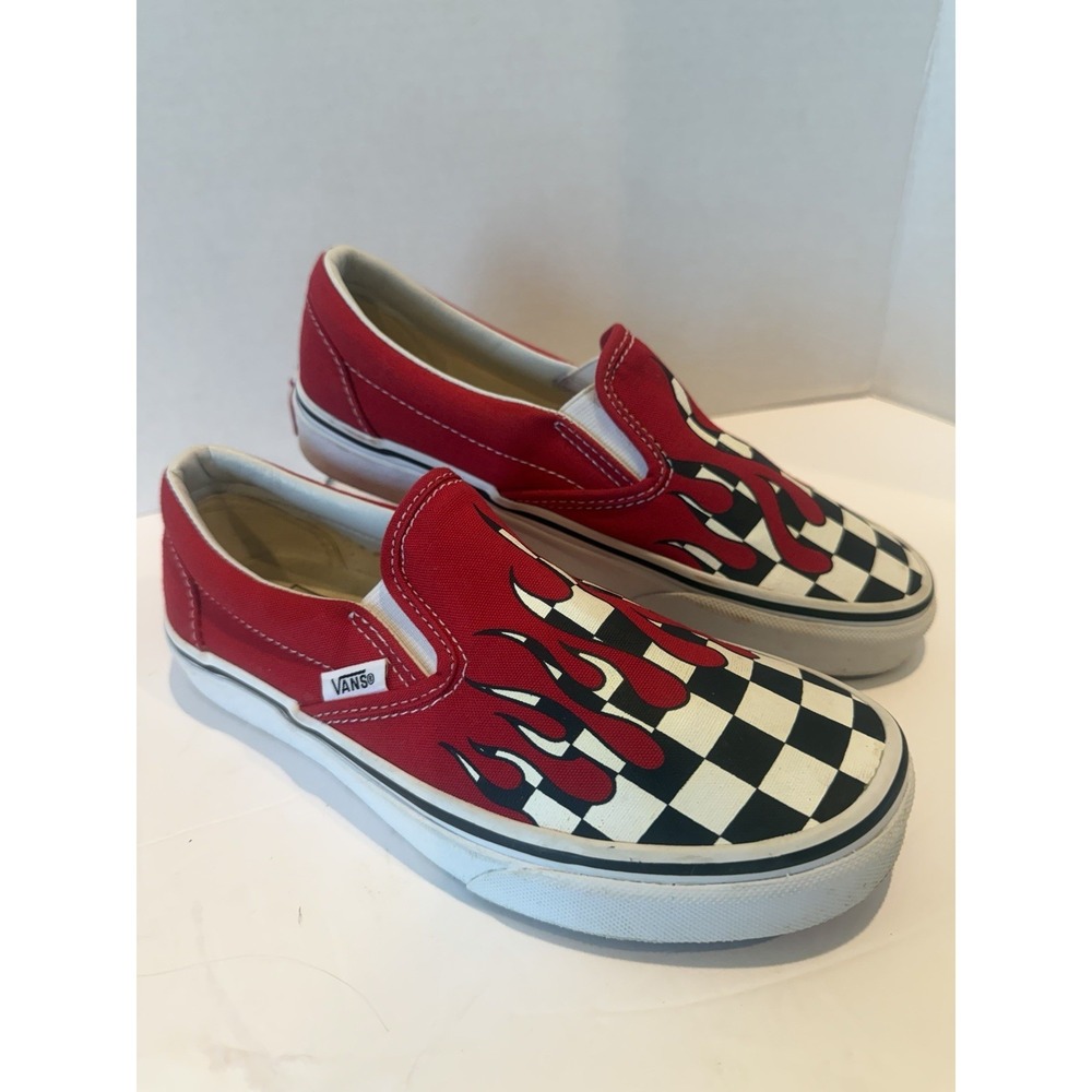 VANS Checkerd Flame Classic Slip On Skate Shoes Size 4.5 Men's Or 6 Women's - Picture 2 of 9